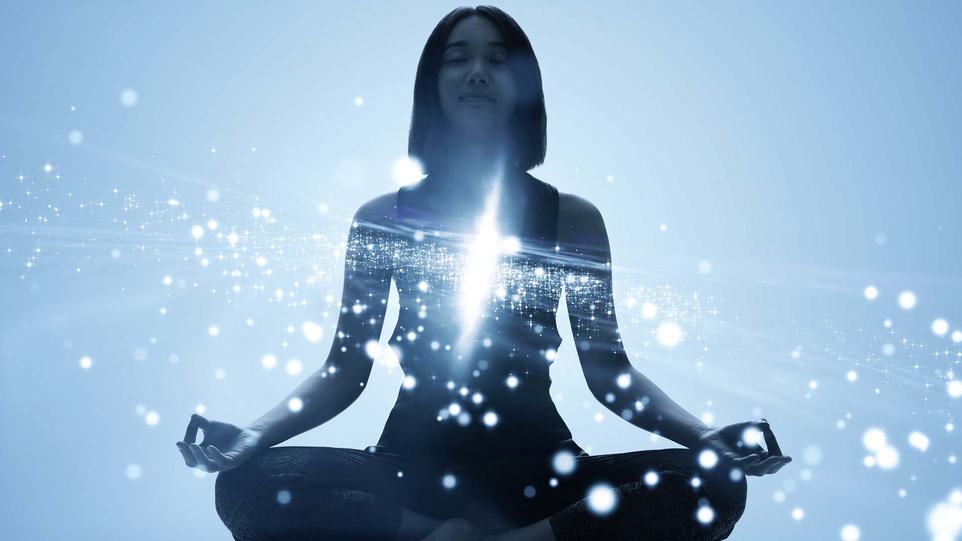 Mindfulness meditation concept. Meditating young woman. Yoga. Concentration.